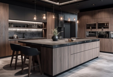 Modern open kitchen 3D render - Cyprus