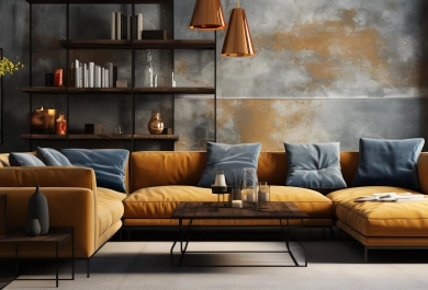 Contemporary living room 3D render - Cyprus